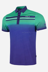ARISLE Pro-Golfer Ombre Aqua Navy Golf Polo