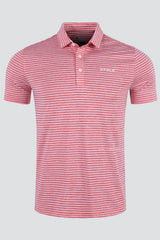 ARISLE Pixel Stripe Coral Red Golf Polo