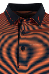 ARISLE Coral Navy Mini Stripe Golf Polo