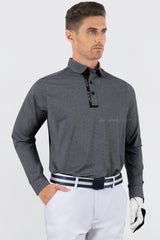 ARISLE LS A-CLASS Titan Gray Stripe Golf Polo
