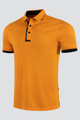 ARISLE Ribb Cuff Storm Orange Golf Polo