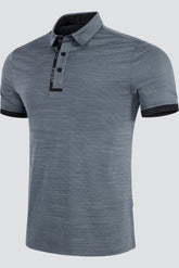 ARISLE Ribb Cuff Steel Grey Golf Polo