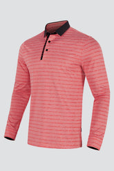 ARISLE Classy LS Coral Red Golf Polo