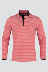 ARISLE Classy LS Coral Red Golf Polo