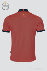 ARISLE Orange/Navy Stripe Golf Polo