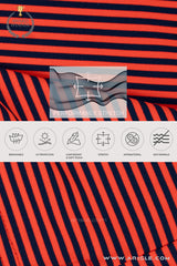 ARISLE Orange/Navy Stripe Golf Polo