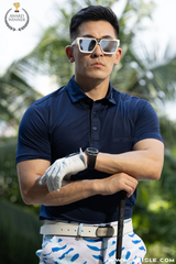 ARISLE Golf & Lifestyle Navy Mini Stripe Polo