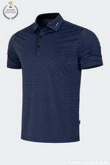 ARISLE Golf & Lifestyle Navy Mini Stripe Polo