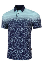 ARISLE Pro-Golfer Aqua Camo Graphic Golf Polo