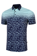 ARISLE Pro-Golfer Aqua Camo Graphic Golf Polo