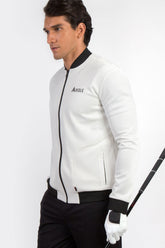ARISLE Classy White Bomber Golf Jacket