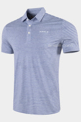 ARISLE Pixel Stripe Irish Blue Golf Polo