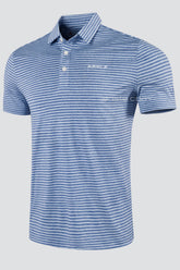 ARISLE Pixel Stripe Yale Blue Golf Polo