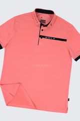 ARISLE Pro-Golfer Pastel Orange Stripe Golf Polo