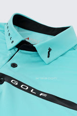ARISLE Pro-Golfer Sky Blue Stripe Golf Polo