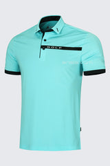 ARISLE Pro-Golfer Sky Blue Stripe Golf Polo