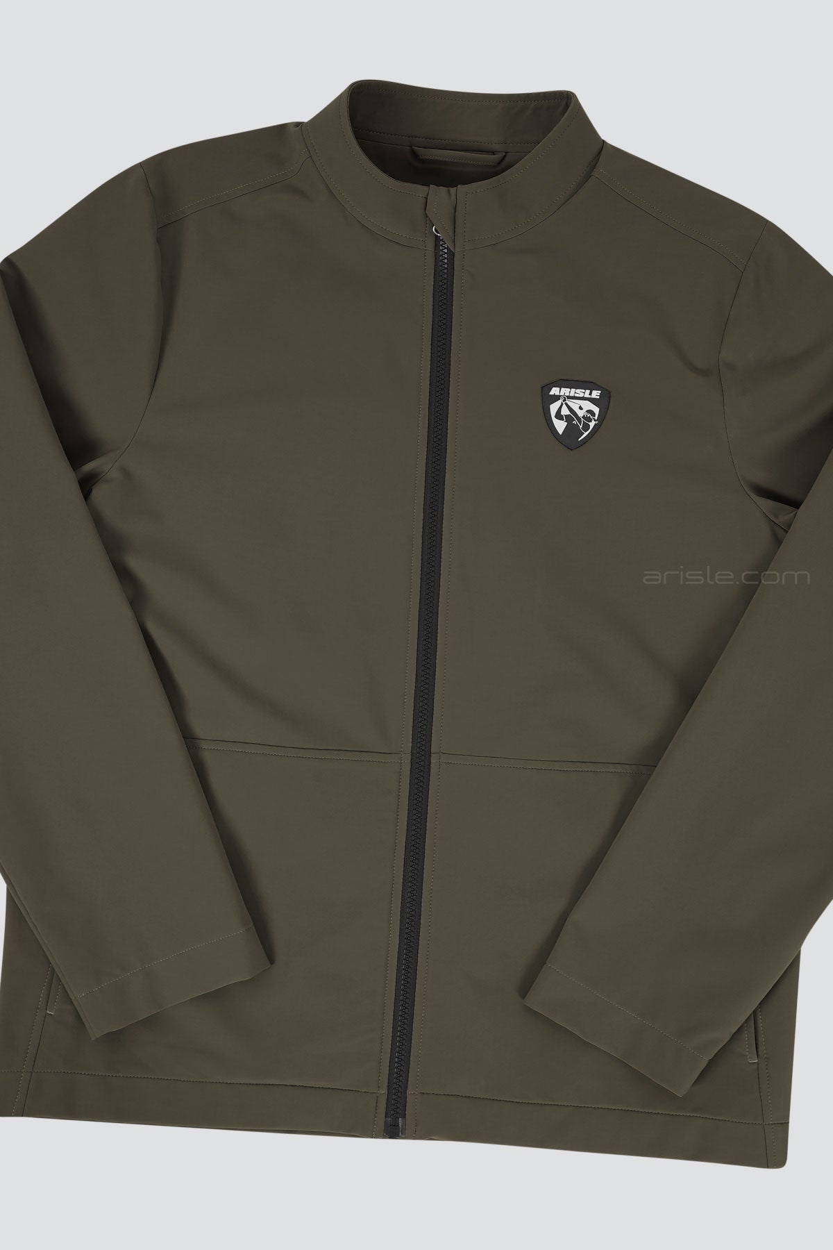 ARISLE Shark-Skin Titan Olive Golf Jacket
