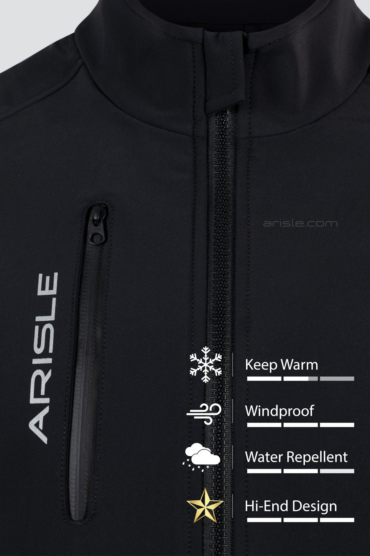 ARISLE Futuristic Sharkskin Titan Black Golf Gilet