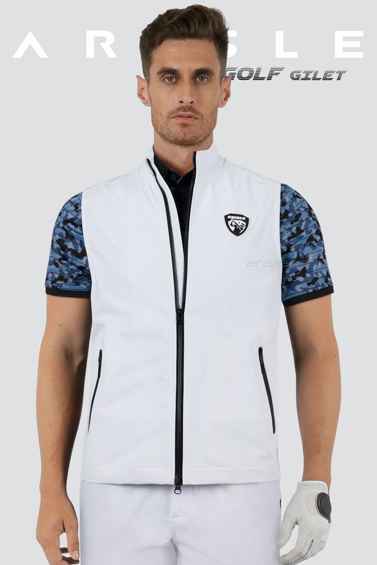 ARISLE Windtretch Classy White Golf Gilet