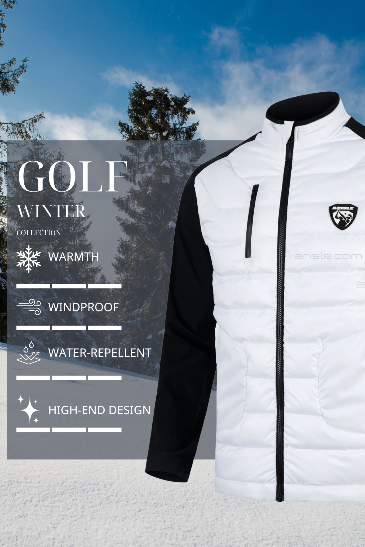 ARISLE Hybrid Diamond White Golf Jacket