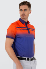 ARISLE Pro-Golfer Ombre Orange Navy Golf Polo