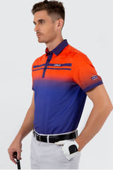 ARISLE Pro-Golfer Ombre Orange Navy Golf Polo