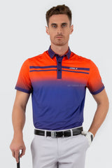 ARISLE Pro-Golfer Ombre Orange Navy Golf Polo