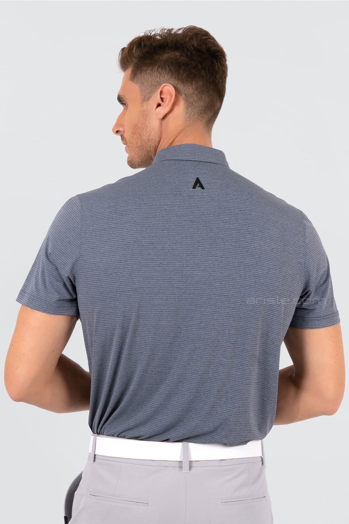 ARISLE A-CLASS Glacier Grey Mini Stripe Golf Polo