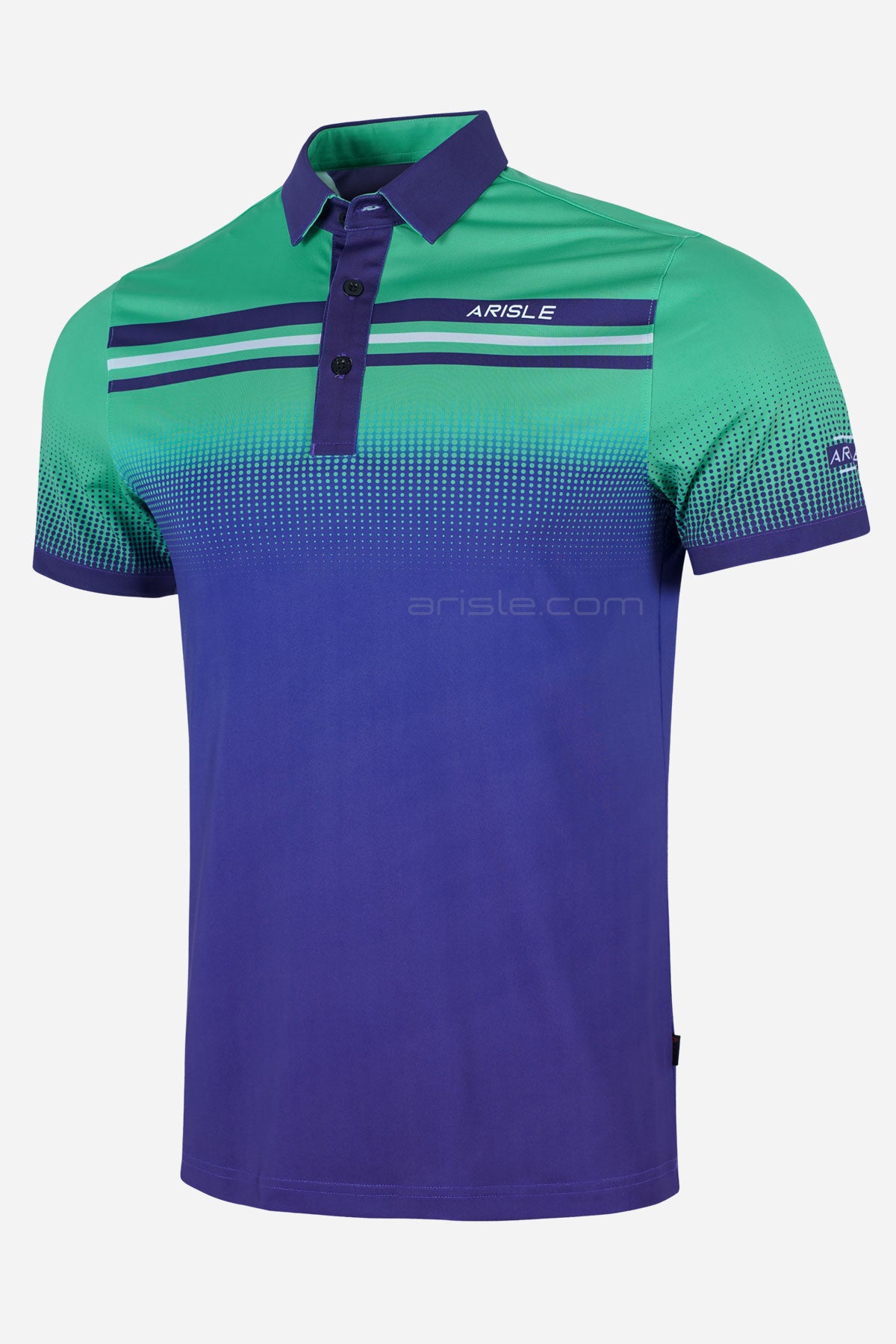 ARISLE Pro-Golfer Ombre Aqua Navy Golf Polo