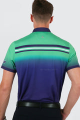 ARISLE Pro-Golfer Ombre Aqua Navy Golf Polo