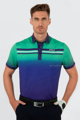 ARISLE Pro-Golfer Ombre Aqua Navy Golf Polo