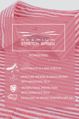 ARISLE Pixel Stripe Coral Red Golf Polo