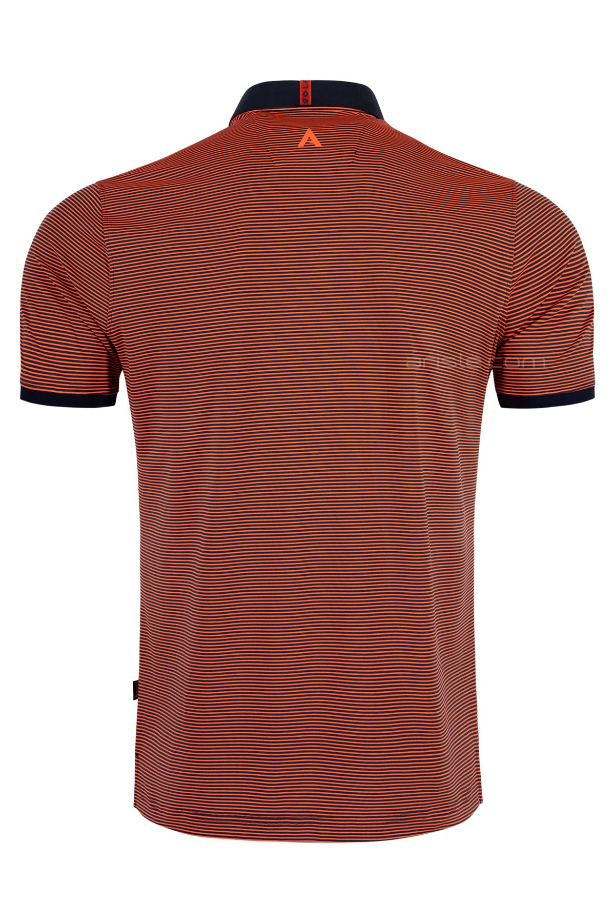 ARISLE Coral Navy Mini Stripe Golf Polo