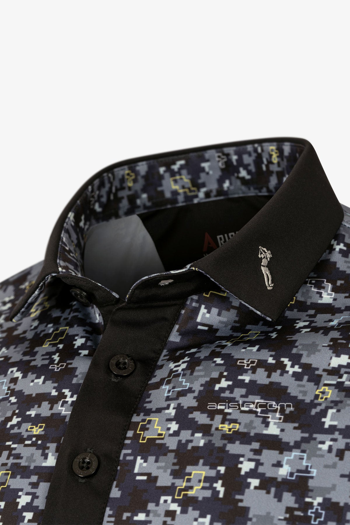ARISLE Pro-Golfer Grey Camo Print Golf Polo
