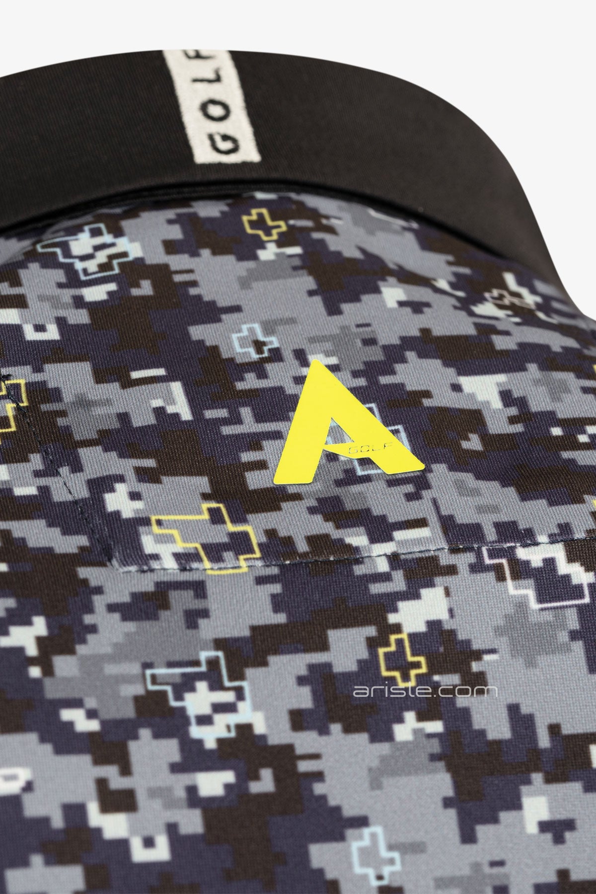 ARISLE Pro-Golfer Grey Camo Print Golf Polo