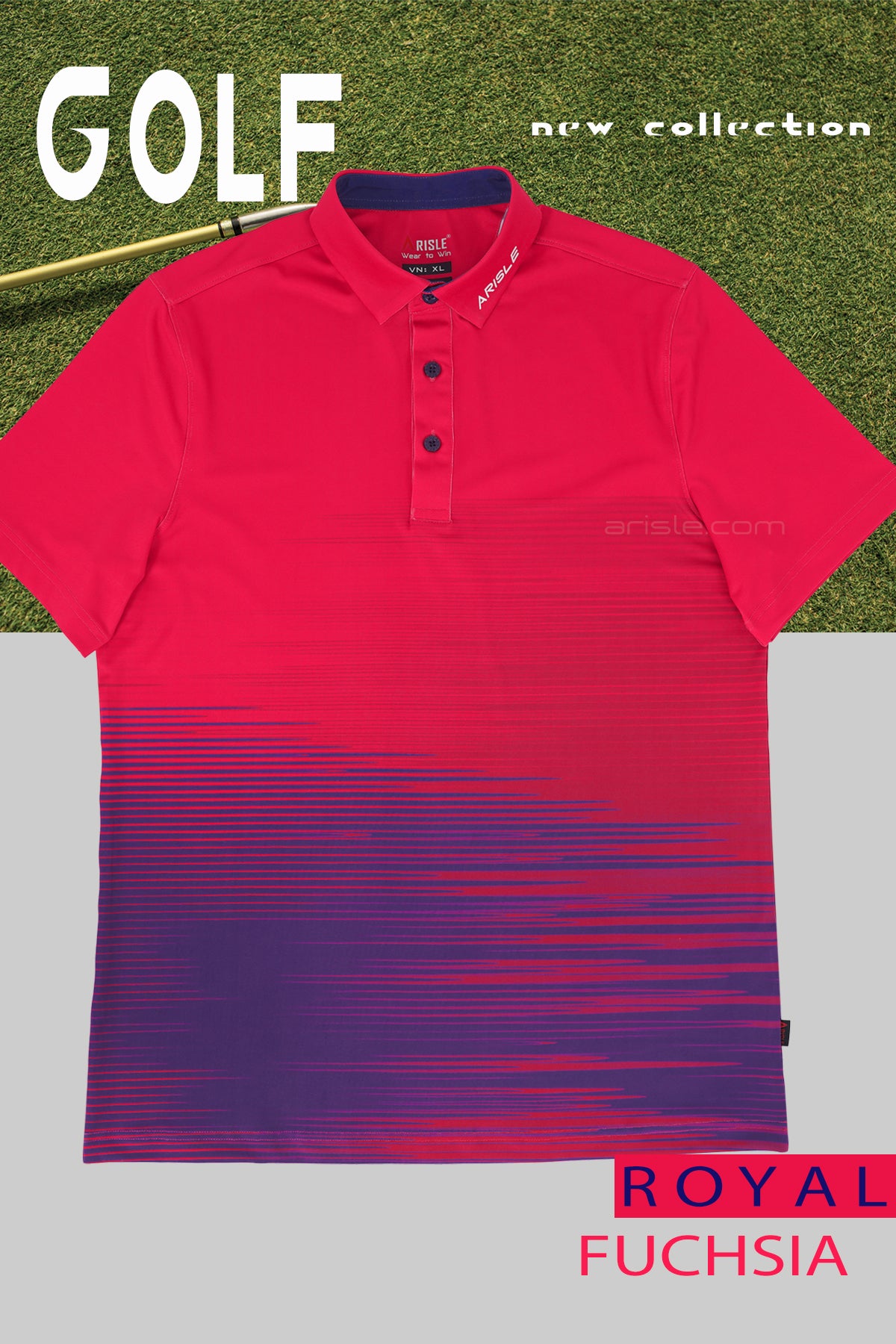 ARISLE Pro-Golfer Royal Fuchsia Golf Polo