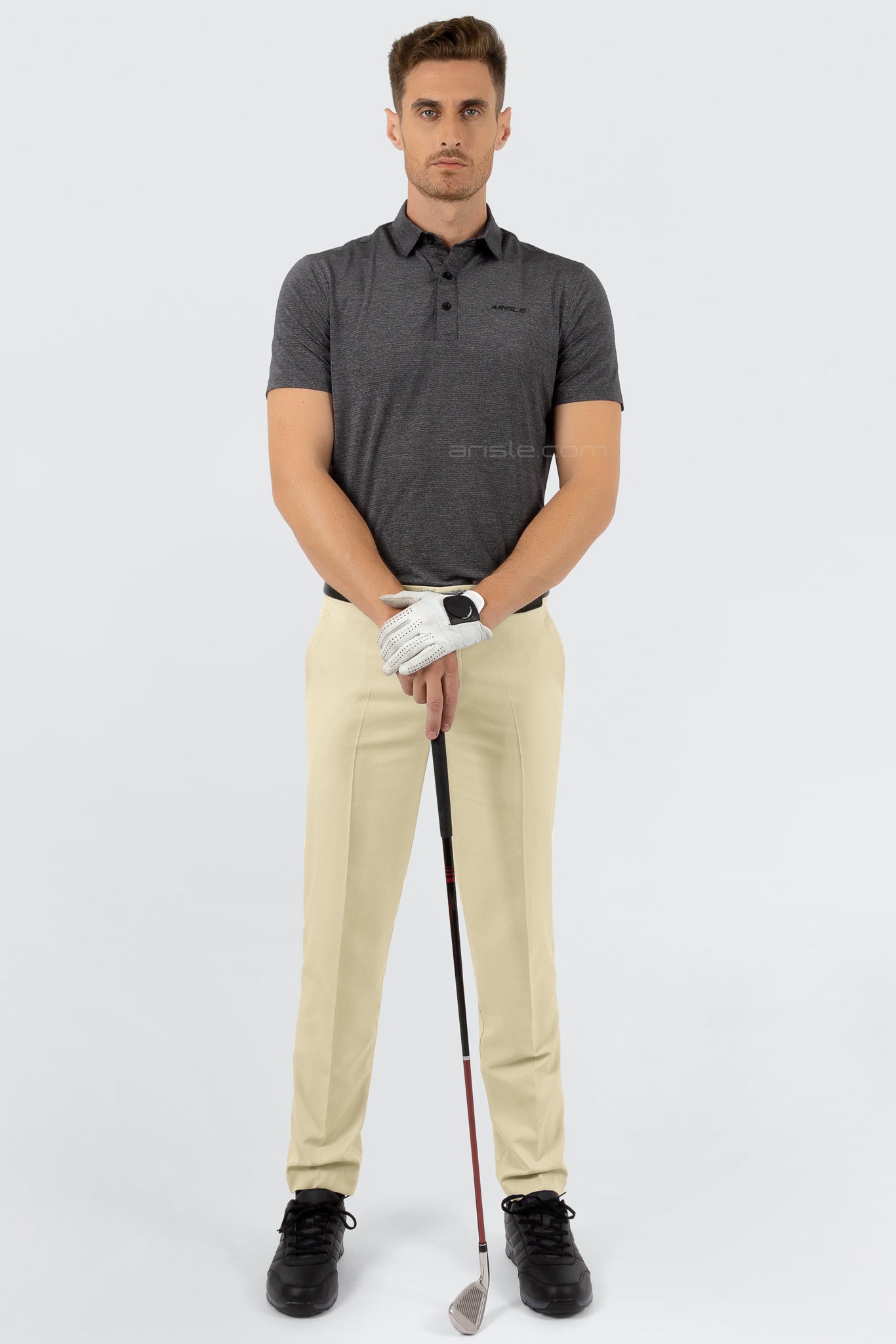 ARISLE A-CLASS Platinum Stripe Ash Grey Golf Polo