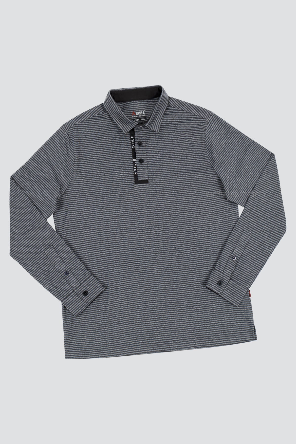 ARISLE LS A-CLASS Titan Gray Stripe Golf Polo