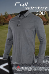 ARISLE LS A-CLASS Titan Gray Stripe Golf Polo