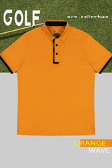 ARISLE Ribb Cuff Storm Orange Golf Polo