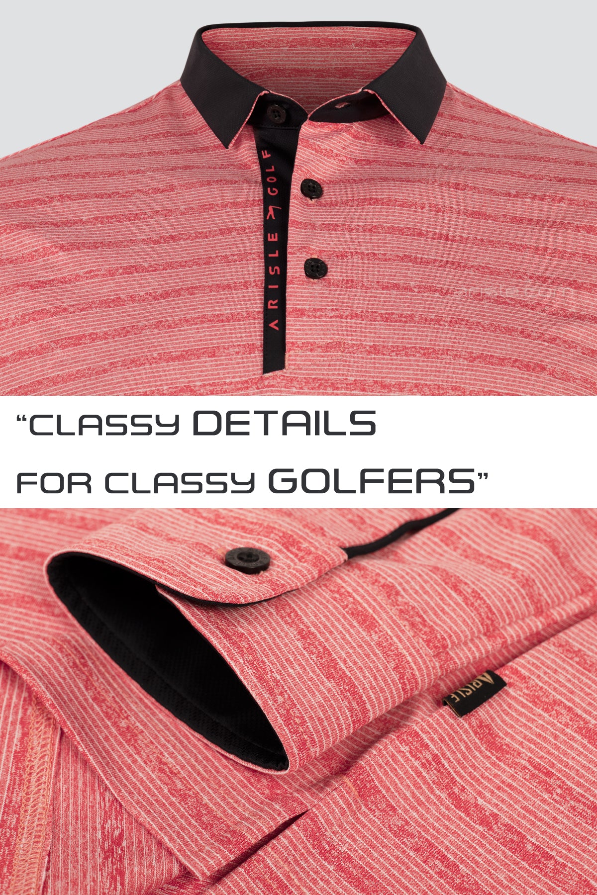 ARISLE Classy LS Coral Red Golf Polo