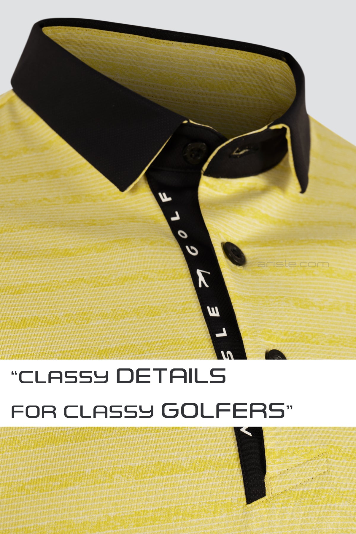 ARISLE Classy LS Lemon Yellow Golf Polo