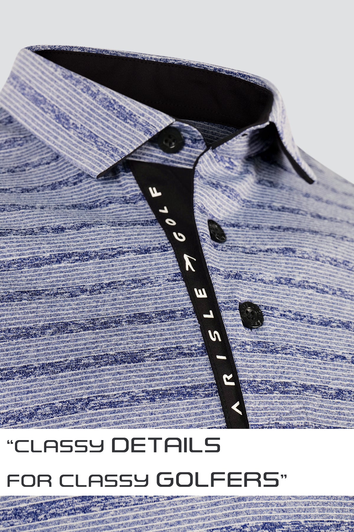 ARISLE Classy LS Smoke Blue Golf Polo