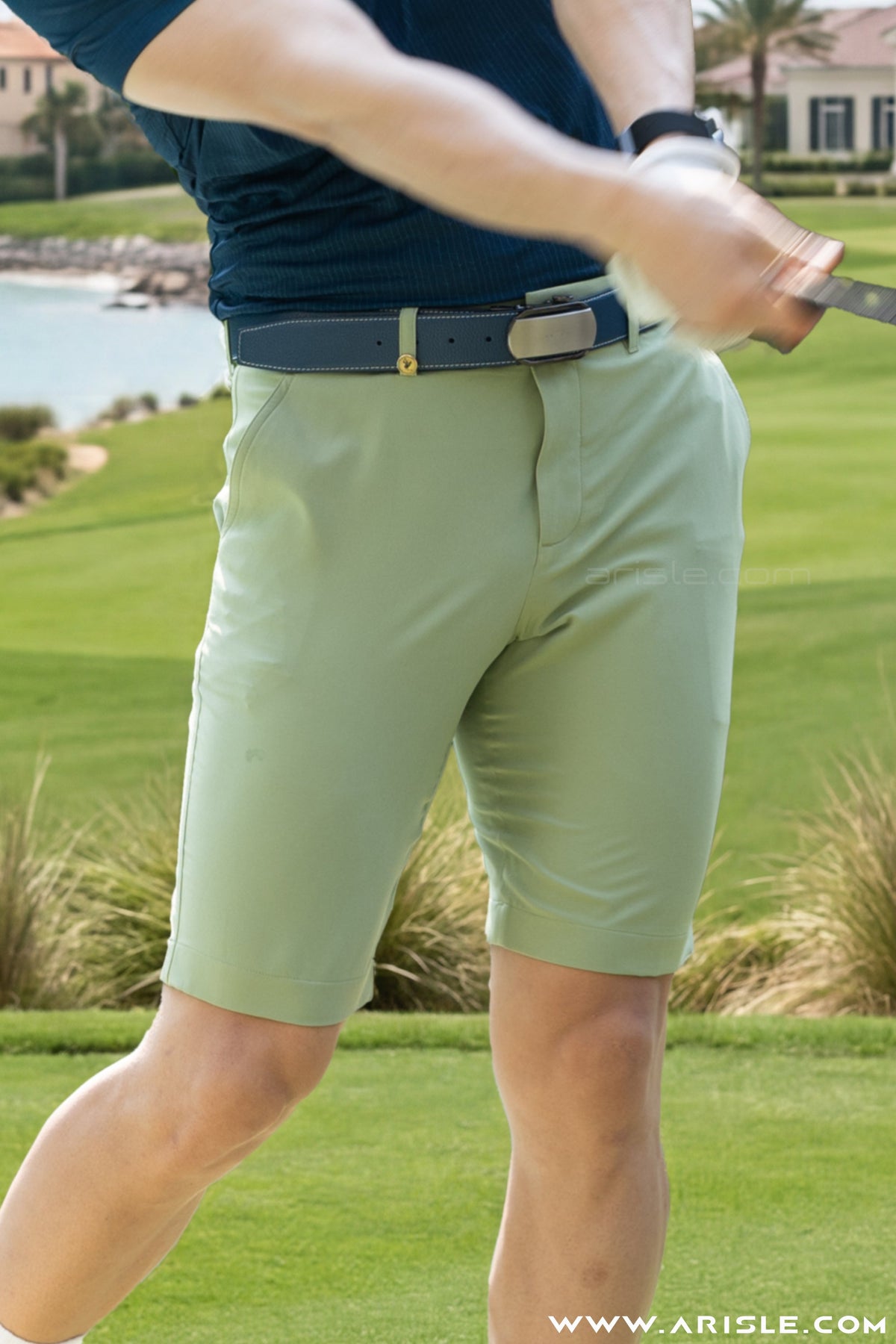 ARISLE Diamond Chip Pastel Green Shorts