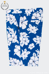 ARISLE Blue Tropical Print Shorts