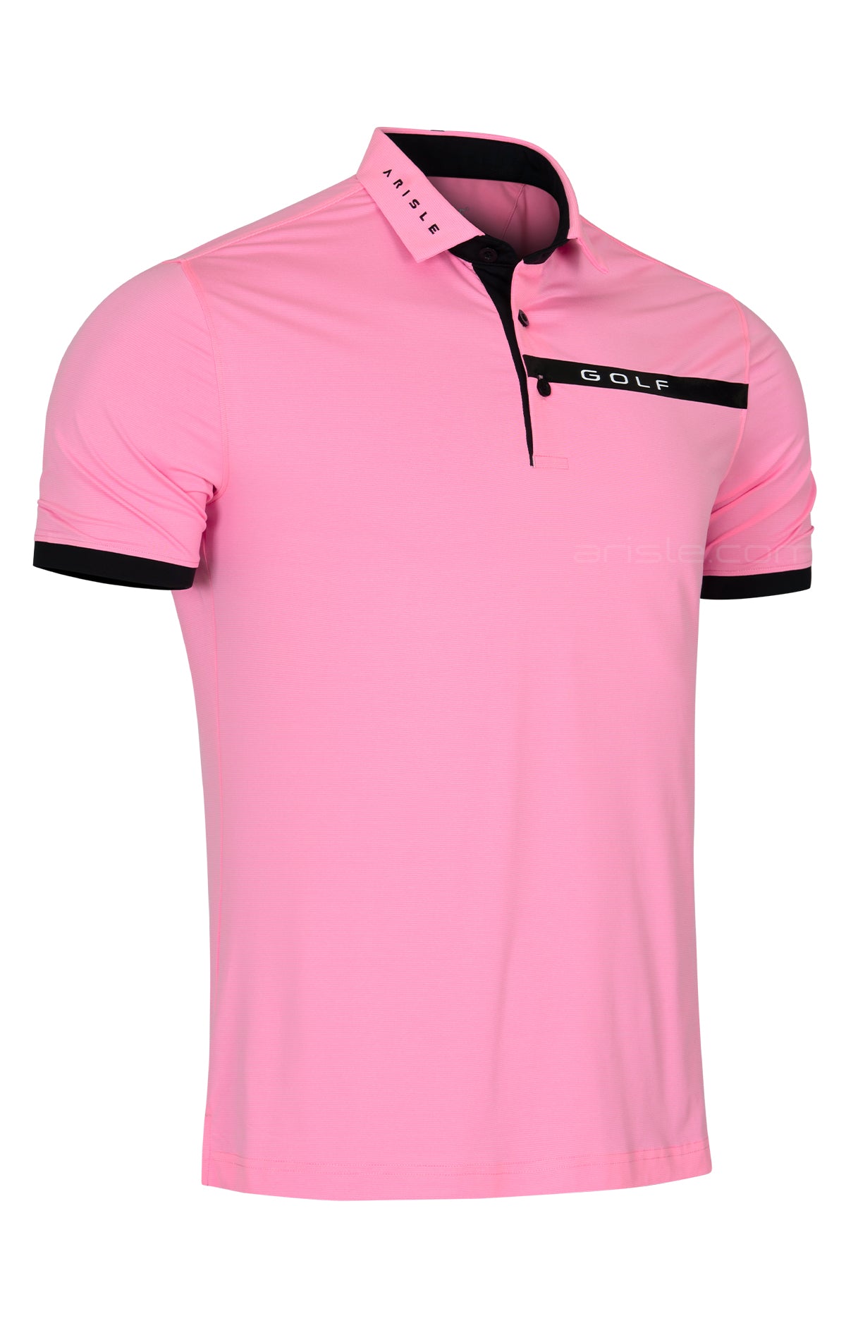 ARISLE Bright Pink Mini Stripe Polo Shirt