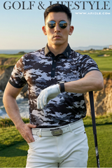 [Signature Design]- ARISLE Golf & Lifestyle Black Grey New Camo Polo