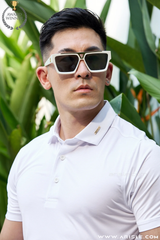 ARISLE Golf & Resort White Mini Stripe Polo