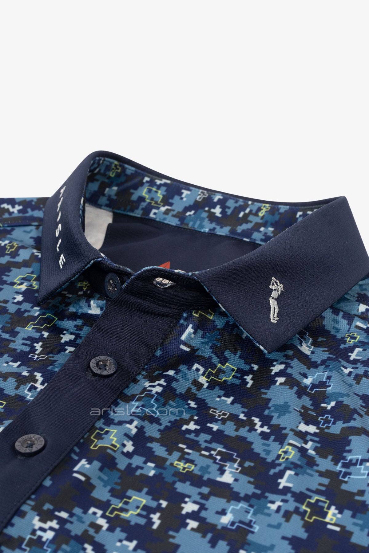 ARISLE Pro-Golfer Blue Camo Print Golf Polo
