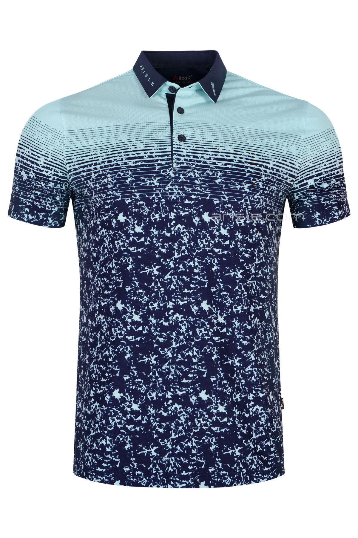 ARISLE Pro-Golfer Aqua Camo Graphic Golf Polo